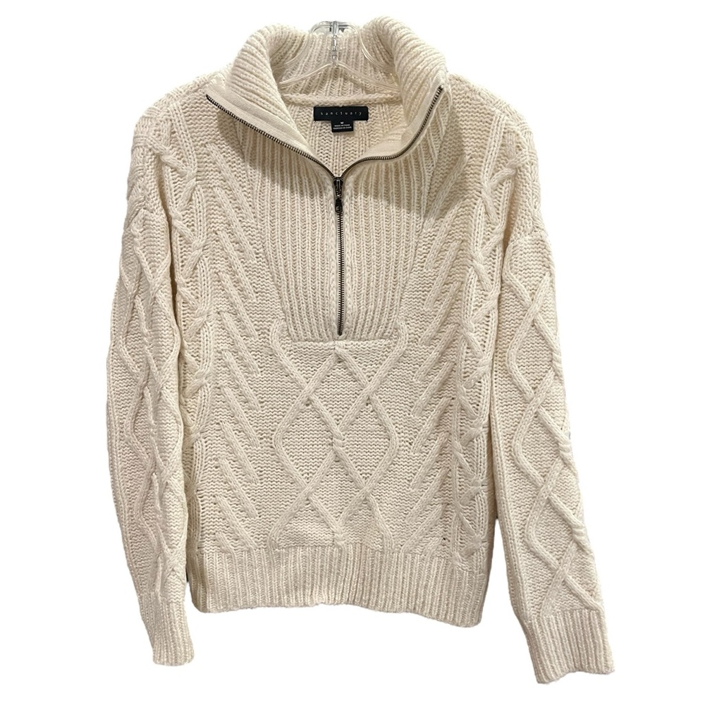 EUC Sanctuary Half Zip Ivory Sweater Size M
